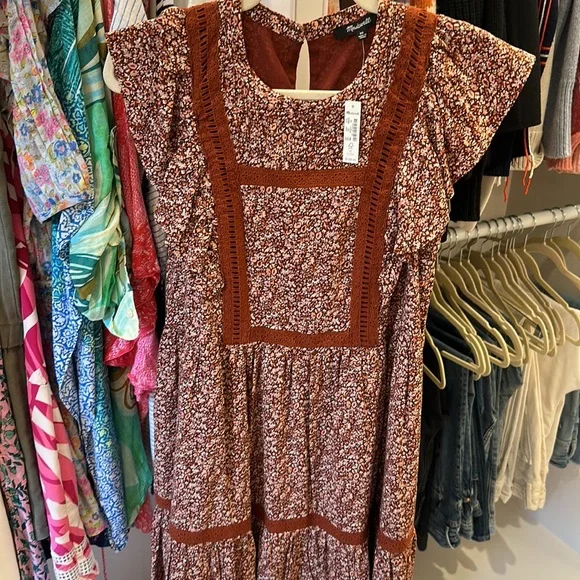 Madewell Flutter Sleeve Mini Dress in Cottage Garden, XS, NWT - Picture 2 of 3